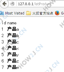 访问http://127.0.0.1/listProduct